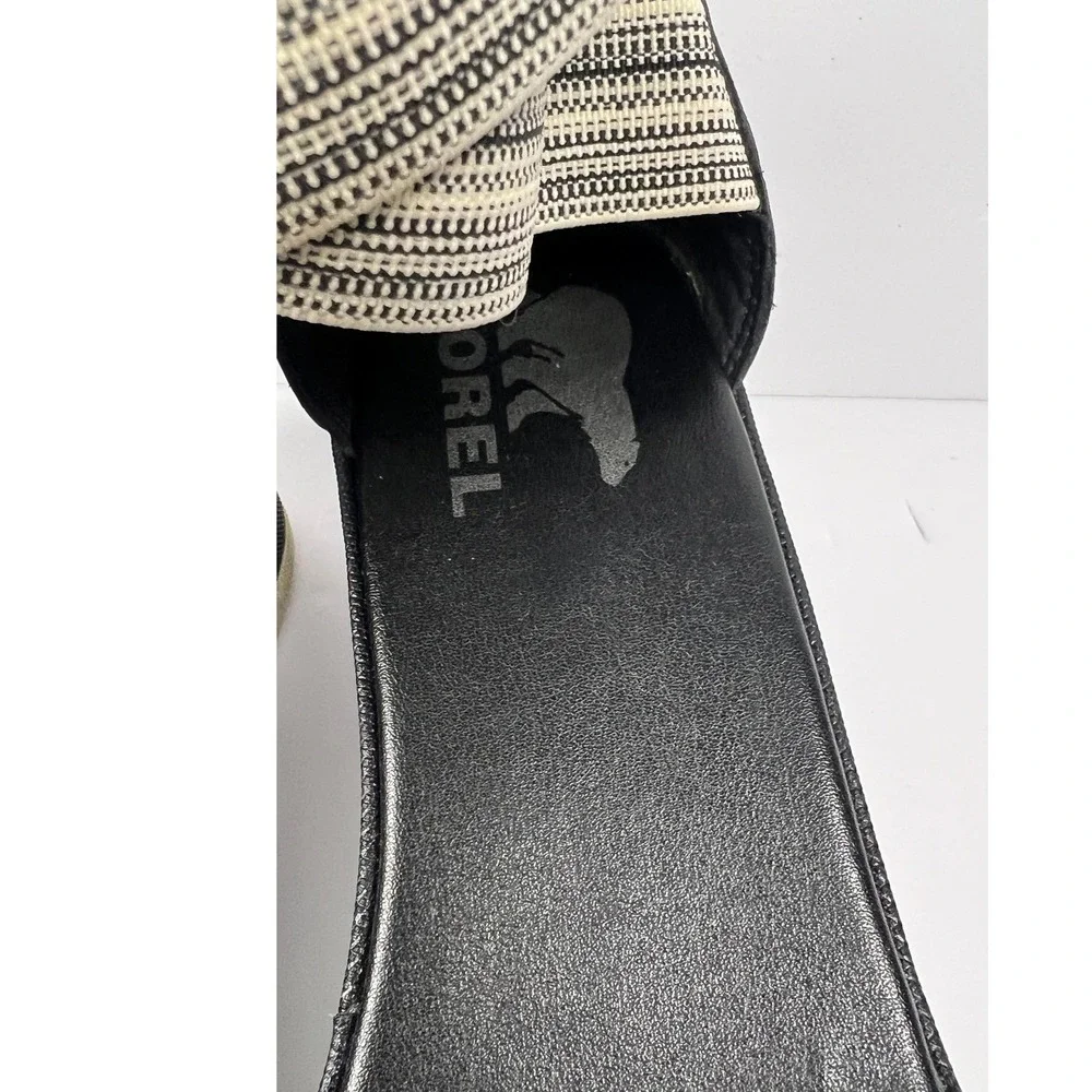 Sorel Cameron Ankle Strap Sandals Women's Size 8.5 Black White Platform